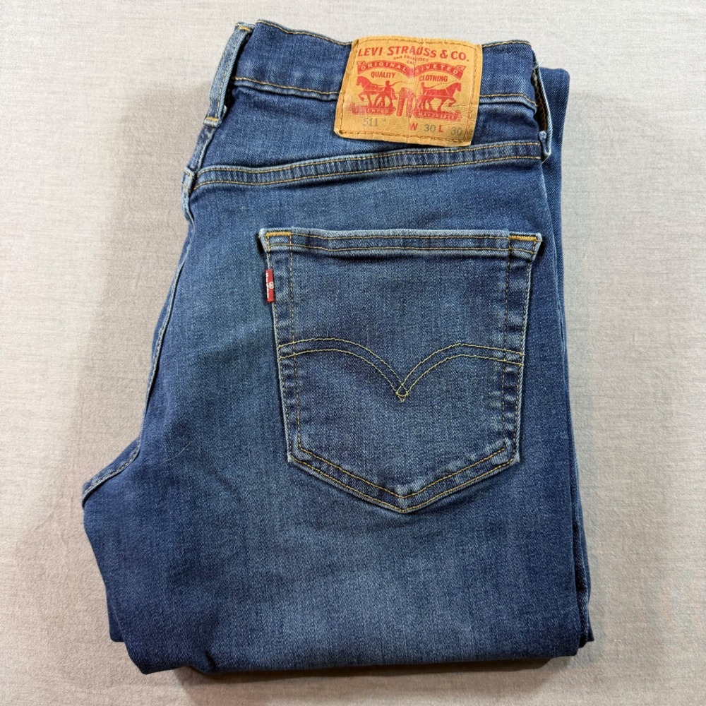 Levi's 511 Slim Fit Jeans Mens 30x30‎ Blue Excellent Medium Wash Denim